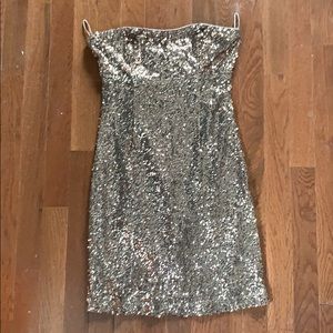 Sequined gold mini dress